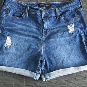 Liverpool Distressed Denim Shorts